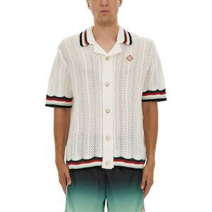 CASABLANCA Men's Open Knit Resort Polo Shirt Men GREEN Shirts